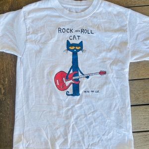 Pete the Cat Hanes Sz YS white T-Shirt Rock & Roll